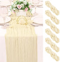 6 Pack 120 Inch Beige Cheesecloth Table Runner Boho Rustic Gauze Sheer