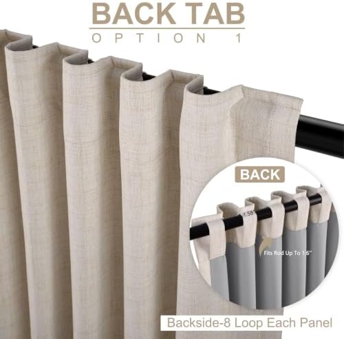 Linen Total Blackout Curtains for Bedroom Living Room 120 Inch, Cream