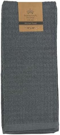 Waffle Grey Kitchen Dish Towels 100% Cotton Cloth Soft Cleaning Drying