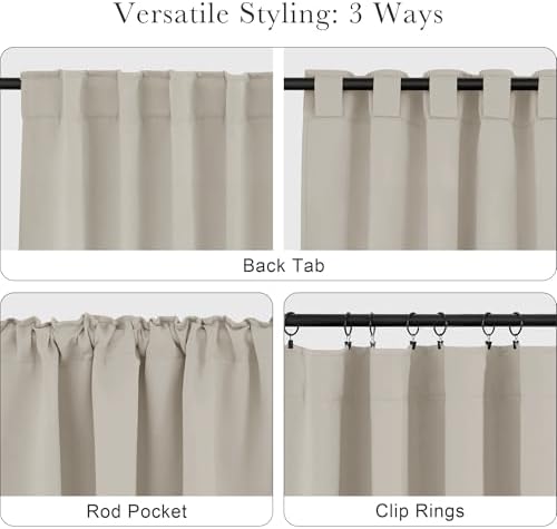 PONY DANCE Rod Pocket and Back Tab Blackout Curtains for Bedroom
