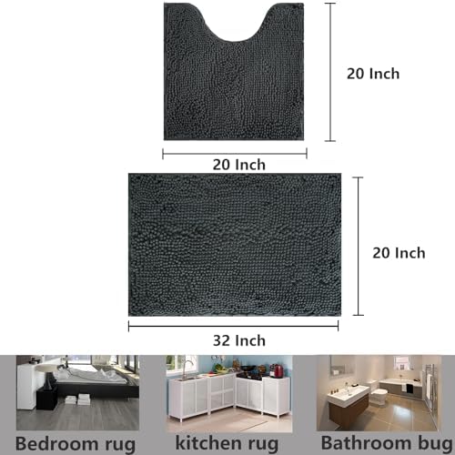 Bathroom Rug Sets 2 Piece, Extra Thick and Absorbent, Non-Slip