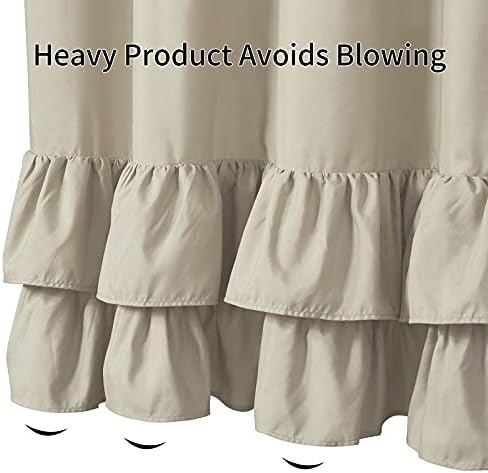 Khaki Ruffle Shower Curtain Farmhouse Fabric Cloth Shower Curtains for