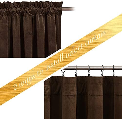 NICETOWN Brown Velvet Room Darkening Curtains, Home Decor Light