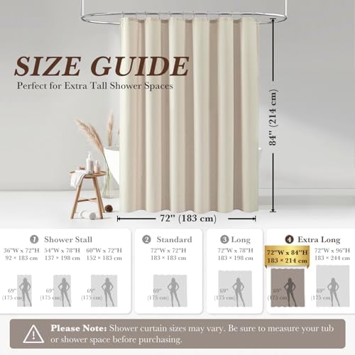 Seasonwood Beige Linen Shower Curtain Farmhouse Bathroom Decor 72x84