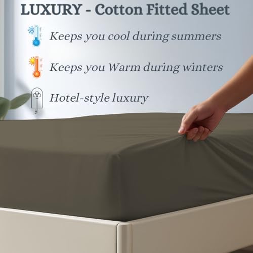 Luxury 100% Egyptian Cotton Fitted Sheet Queen Size 500 TC Hotel