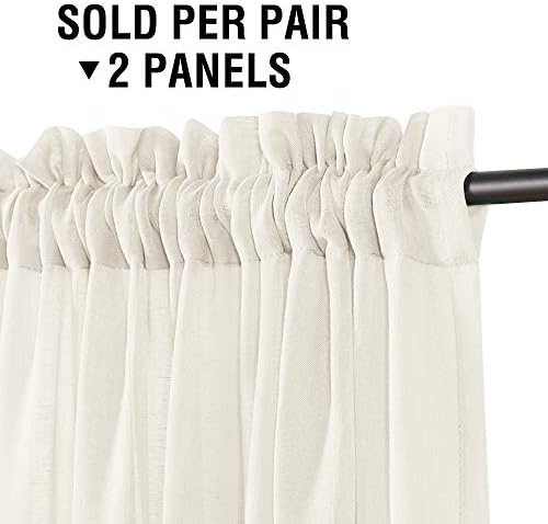 H.VERSAILTEX Natural Linen Blended Curtains 63 Inches Length 2 Panels