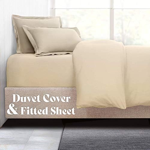 Duvet Cover with Fitted Sheet, Zipper Closure & Corner Ties 100%