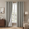 Melodieux Grey Linen Blackout Curtains 63 Inch Length for Bedroom