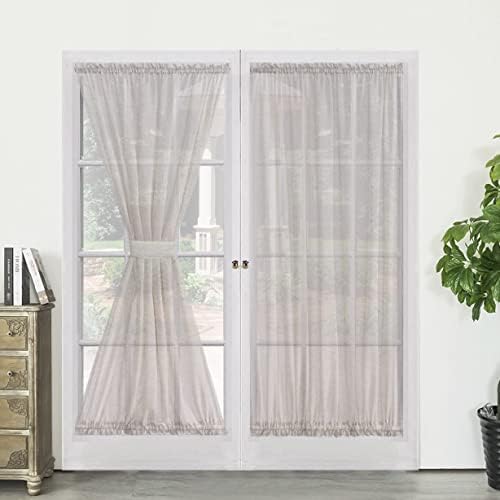 Demetex Semi Sheer Door Panels 72 inch Length Linen French Door