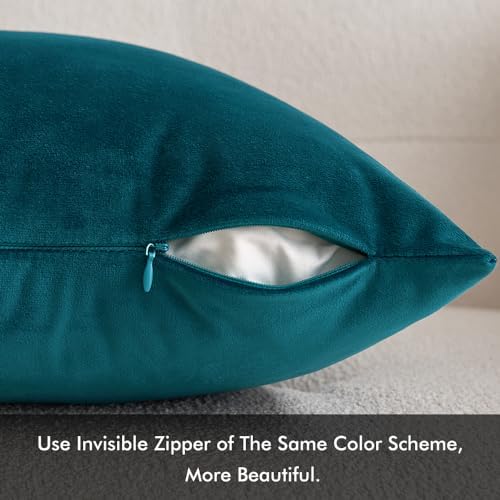 MIULEE Velvet Throw Pillow Covers 20x20 Inch Pack of 2 Teal
