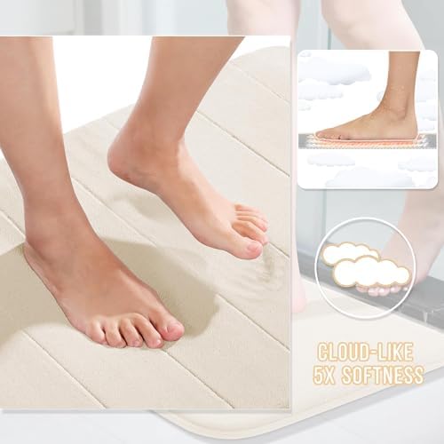 Yimobra Memory Foam Bath Mat Set 3 Pieces- Super Soft Absorbent Quick