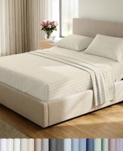 California Design Den 100% Cotton Sateen Split King Sheets Set, 5 Pcs