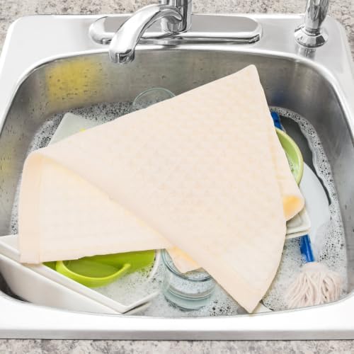 6pcs Cotton Waffle Weave Kitchen Towels, Beige Quick Drying Washcloths