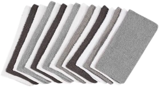 MAIN'STAYS 18 Pack Assorted Cotton Terry Thin Washcloths Rags - Grey