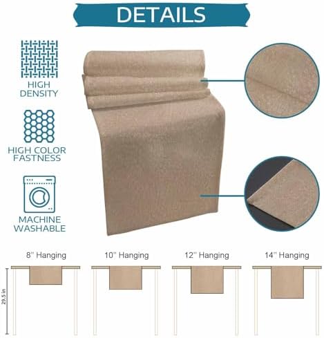 Beige Table Runner 108 inch Long, Farmhouse Solid Textured Rustic