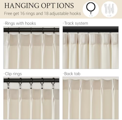 120 Inch Long Ivory Velvet Curtains Luxury Minimalist Pinch Pleated