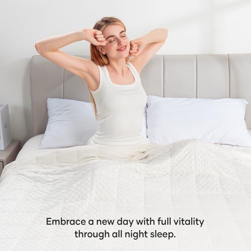 Wemore Weighted Blanket for Adults 15 lbs Queen Size 60"x80" White