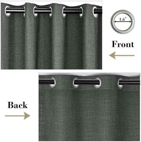 cololeaf Linen Textured Curtains 96 inches Long Room Darkening