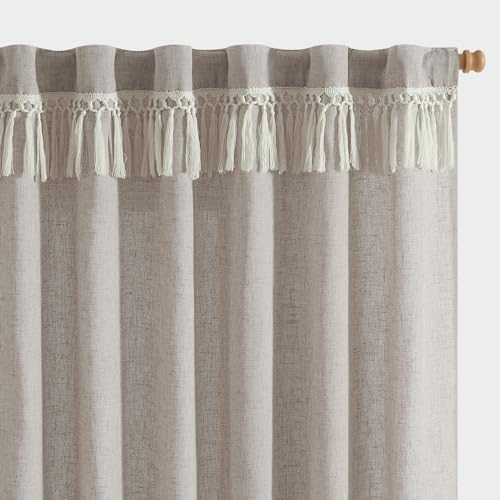 jinchan Linen Curtains for Living Room Bedroom Light Filtering Semi