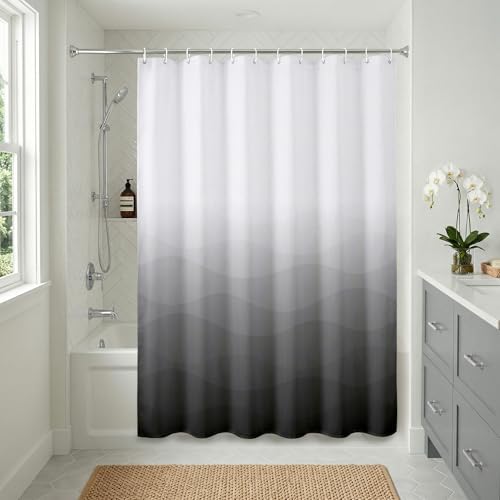 Americanflat 71x74 Wave Grey Ombre Shower Curtain - Water-Resistant