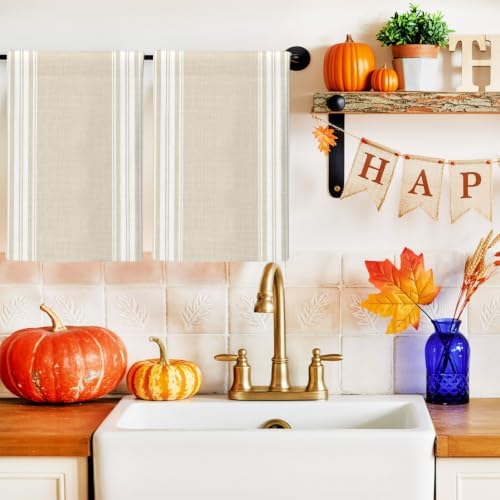 Vertical Stripes Kitchen Towels Set of 3 Rustic Minimalist Parallel