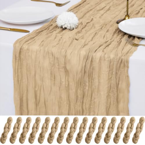 15Pack Beige Table Runner 17x108inch Cheesecloth Table Runner