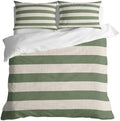 3 Pieces Duvet Cover California King Bedding Sets Sage Green Stripe