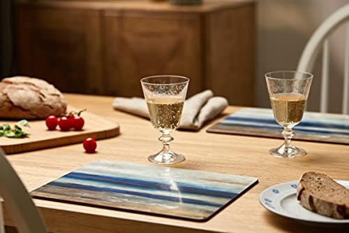 Creative Tops Wooden Placemats Set of 4, Abstract Ocean View, Cork