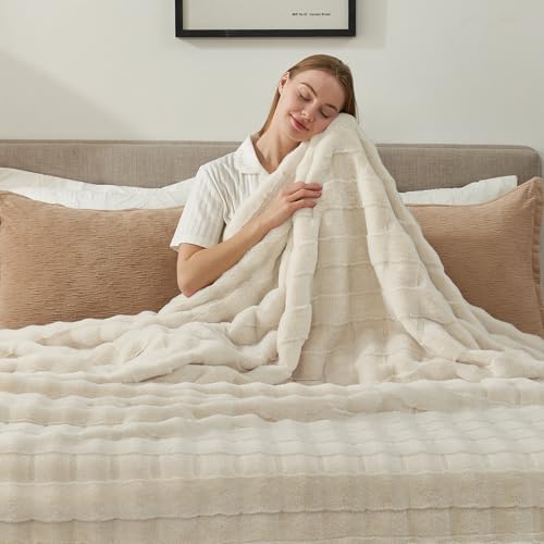 Cozy Bliss Fluffy Faux Fur Blanket King Size for Bed, Fuzzy Soft