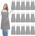 15-Pack Adult Aprons for Women Men, Adjustable Strap, 2 Pockets