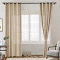 Frelement Linen Light Filtering Curtains 96 Inches Long Bronze Grommet