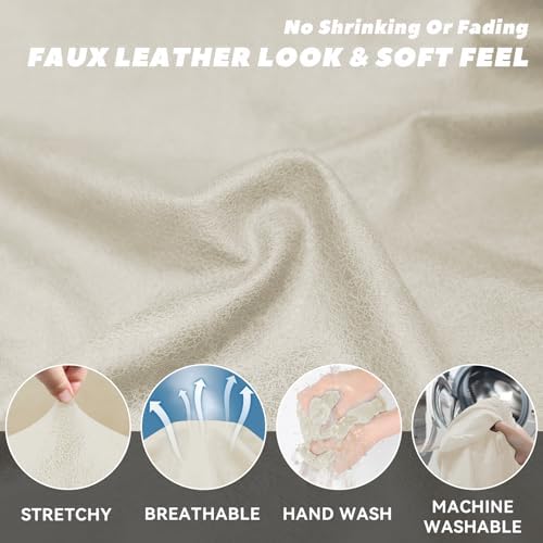 Sofa Slipcover with Armrest Pockets 4-Piece Set, Stretch Faux Leather