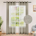 Fcoise Semi Sheer Curtains 63 inches Long | Faux Linen Grommet Curtain