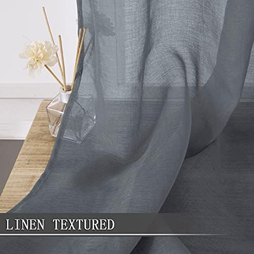 Tollpiz Sheer Curtains Living Room Linen Textured Curtain Sheers Light