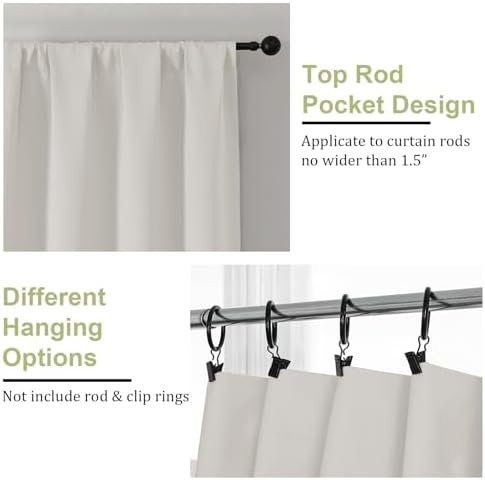 OWENIE Sally Blackout Curtains 120 Inches Long 2 Panels Set for