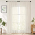 Chyhomenyc Extra Long Cream Sheer Curtains 120 inch Long, 2 Panels
