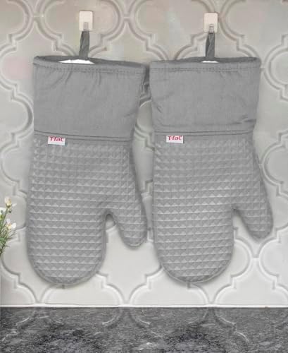 T-fal Waffle Silicone Oven Mitt Set, Softflex, Non-Slip Grip, Heat