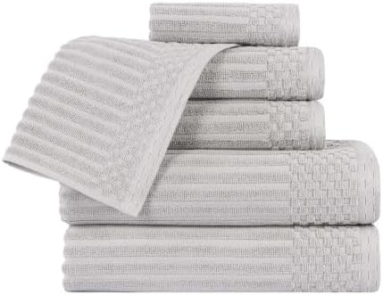 TRP Modern Heavyweight Thick Absorbent Cotton Bath Towels Set of 6
