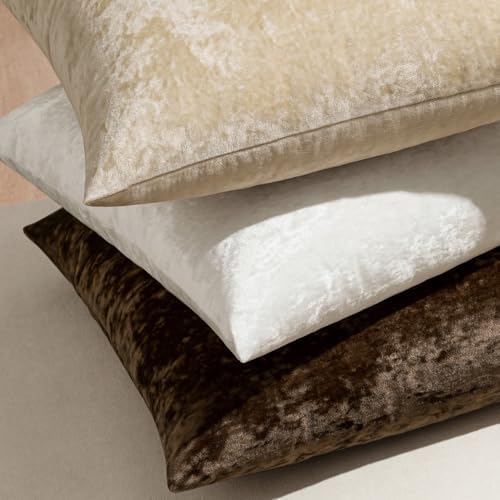 MIULEE Fall Velvet Throw Pillow Cover Brown 20x20 inch Set of 2