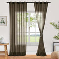 Fcosie Semi Sheer Linen Curtains Stripe Texture W70 xL96 (2 Panels)