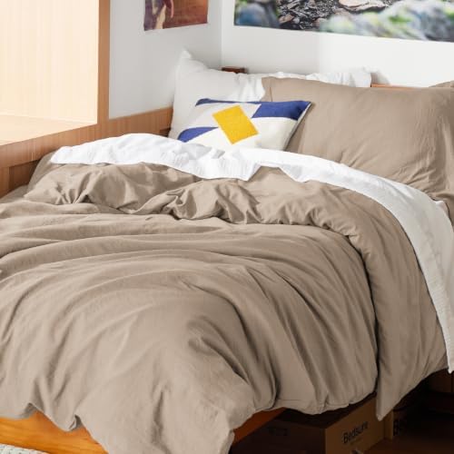 Bedsure Prewashed Twin Duvet Cover, Cotton-Like Bedding Set, Light