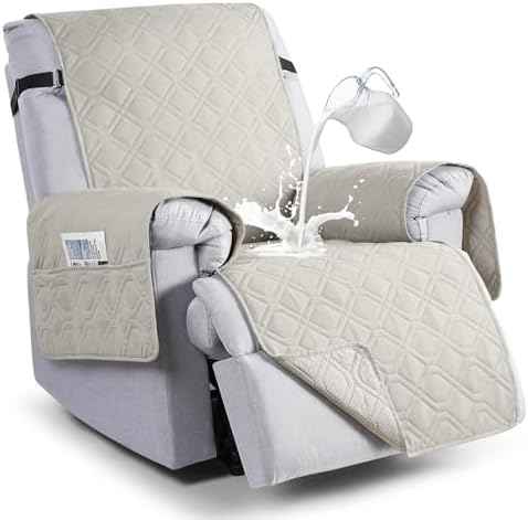 VANSOFY Waterproof Recliner Chair Cover, Beige, 23.6"