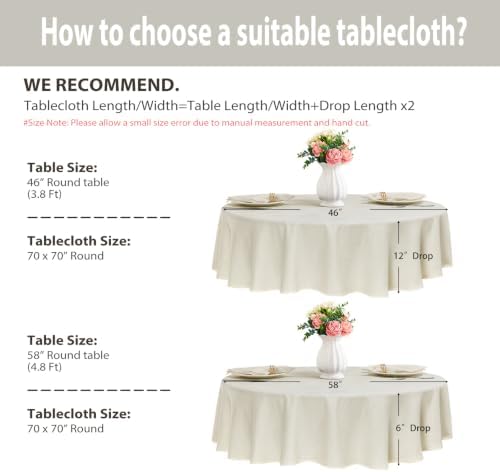 Beige Jacquard 70 inch Round Thanksgiving Christmas Tablecloth