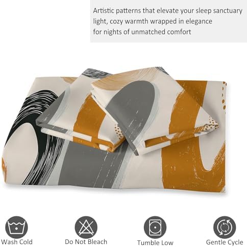 Abstract Geometric Neutral Color Circles Duvet Cover Set King 3 Pieces