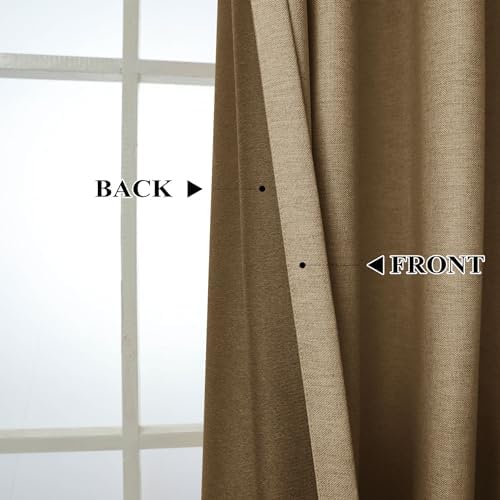 Fcosie Taupe Blackout Curtains 96 Inches Long Faux Linen Room
