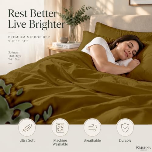 Queen 4 Piece Bed Sheet Set - 15" Deep Pocket, Soft Lightweight Taupe