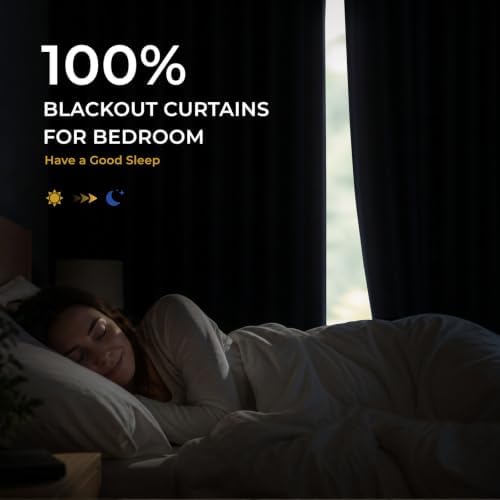 INOVADAY 100% Blackout Linen Curtains for Bedroom 50x96 Inches Taupe
