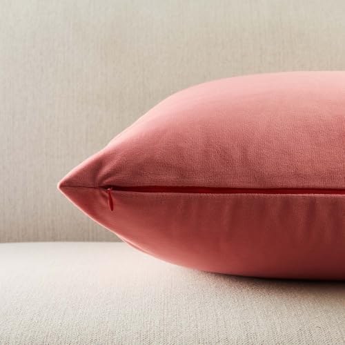 JUSPURBET Decorative Velvet Throw Pillow Covers 18x18 Set of 2,Coral