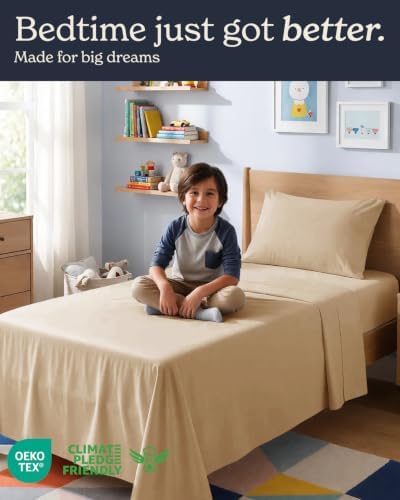 Beckham Hotel Collection 100% Cotton Twin Sheet Set, 3-Piece, Sand