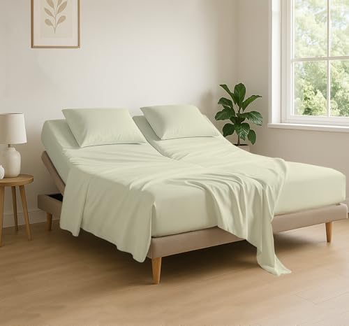 4 Piece Flex Head King Sheet Set 34" Top, 100% Egyptian Cotton, Ivory